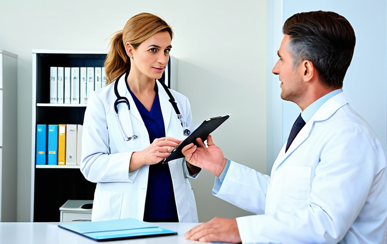 **

"A professional female doctor in a modest white coat, consulting with a fully clothed patient in a bright, modern clinic, appropriate attire, safe for work, perfect anatomy, natural proportions, professional setting, family-friendly, high quality"

**
