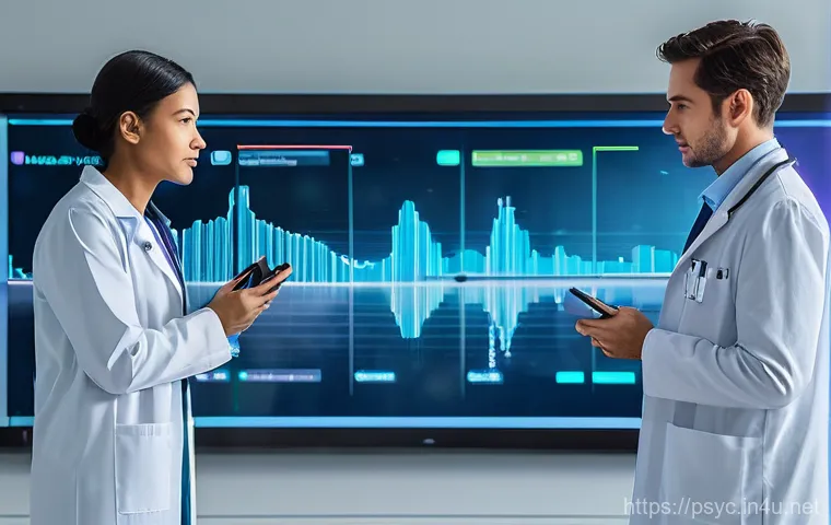 조울증 치료 최신 기술 - Prompt 1: A futuristic medical consultation room where a doctor, dressed in a clean, modern lab coat...