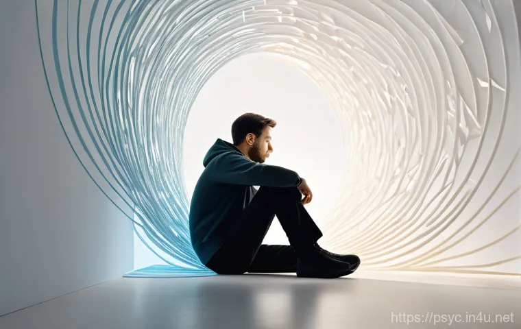 강박증 재발 방지법 - A gender-neutral individual, around 30 years old, sits introspectively in a softly lit, minimalist r...