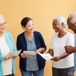 우울증 환자 지원 프로그램 - A group of diverse senior citizens, including a 56-year-old and a 66-year-old, smiling and actively ...